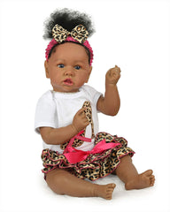 Saakia - 20" Reborn Baby Dolls Black African American Toddlers Girl with Rooted Afro-hair