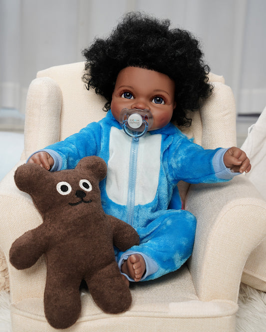 Caius - Black Reborn Baby Dolls - 20 Inch African American Realistic Reborn Boy, Lifelike Newborn Doll That Look Real Weighted Soft Body