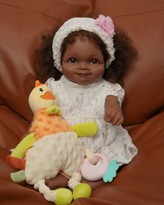 Lila - Reborn Baby Dolls Black - 20 Inch Lifelike Soft Body Realistic-Newborn Girl Taupe Eyes Caramel Skin Tone