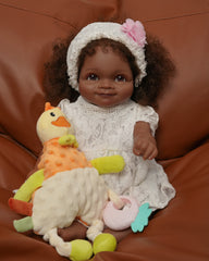 Lila - Reborn Baby Dolls Black - 20 Inch Lifelike Soft Body Realistic-Newborn Girl Taupe Eyes Caramel Skin Tone