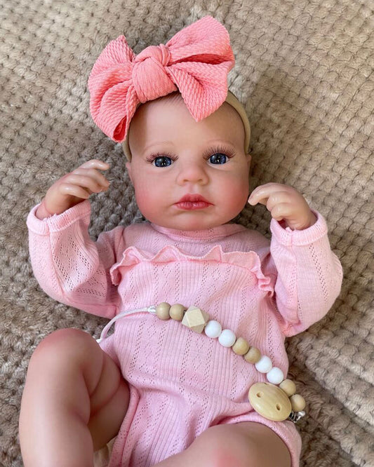 Elina - 20" Real Life Soft Silicone Vinyl Reborn Baby Dolls Realistic Awake Girl with Weighted Cloth Body