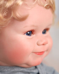 Riley - 24" Reborn Baby Dolls Lively Sweet Smile Newborn Girl with Curly Blonde Hair and Blue Eyes