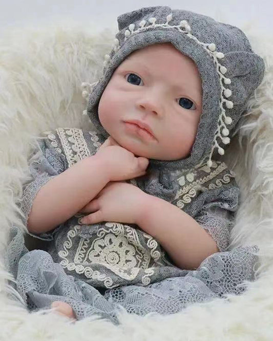 Cara - 18" Full Silicone Reborn Baby Dolls Adorable Awake Newborn Girl with Supple and Resilient Skin