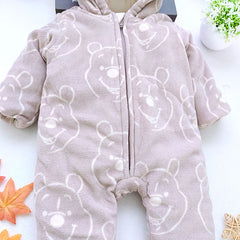 (Buy 1 get 1 at 50% off) Cartoon Bear Ear Fleece Warm Hooded Romper Clothes For 22" Reborn Baby Dolls