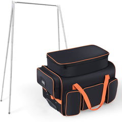 Dance Bag with Garment Rack, 23" Dance Costumes Rolling Garment Bags For Travel, Garment Duffle Bag For Dance Competition Travel Bag with Garment Rack (Black with Orange Trim)
