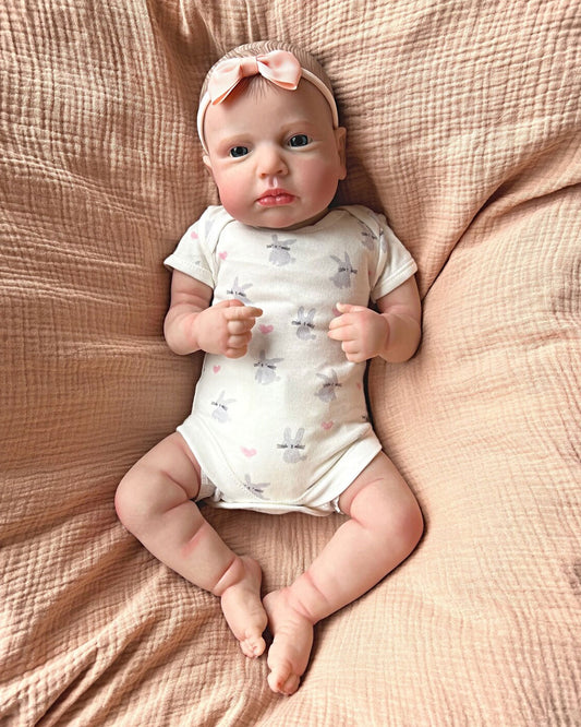 Philippa - 20" Reborn Baby Dolls Bright Big Blue Eyes Newborn Girl With Hand-painted Hair