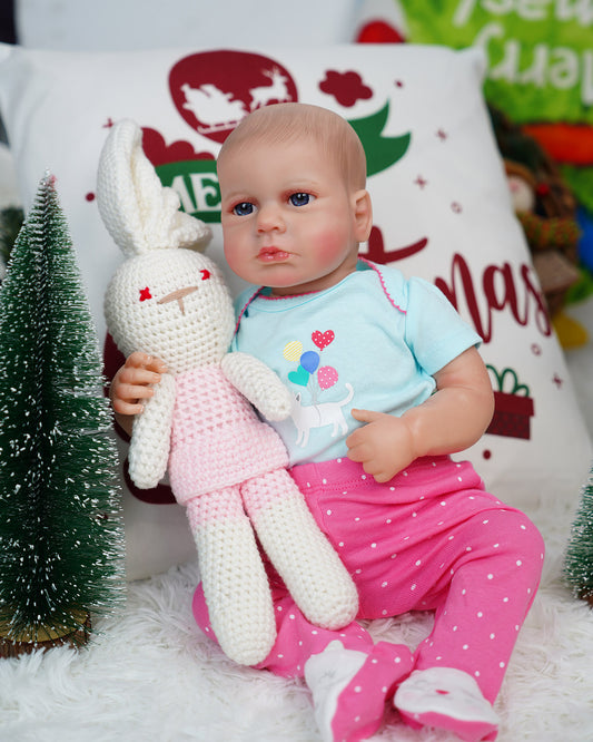 Carlin - 20" Reborn Baby Dolls Newborn Chubby Girl with Soft Cloth Body, Handmade Vinyl&Real Life Features