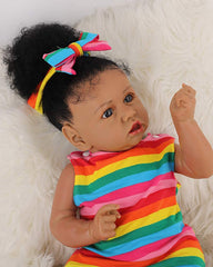 Blerung - 20" Reborn Baby Dolls Lifelike Soft Body African American Newborn Girl Best Birthday Gift Set