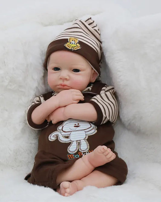 Grayson - 18" Full Silicone Reborn Baby Dolls Cute Awake Newborn Boy with Washable Weighted Body