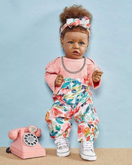 Finley - 20" Reborn Baby Dolls African American Newborn Black Girl with Lifelike Soft Body