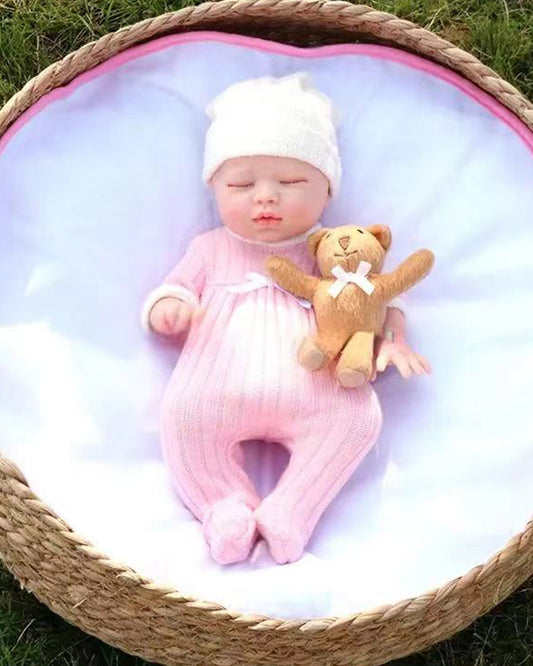 Rhoda - 13" Full Silicone Reborn Baby Dolls Sleeping Premature Girl with Chubby Cheeks