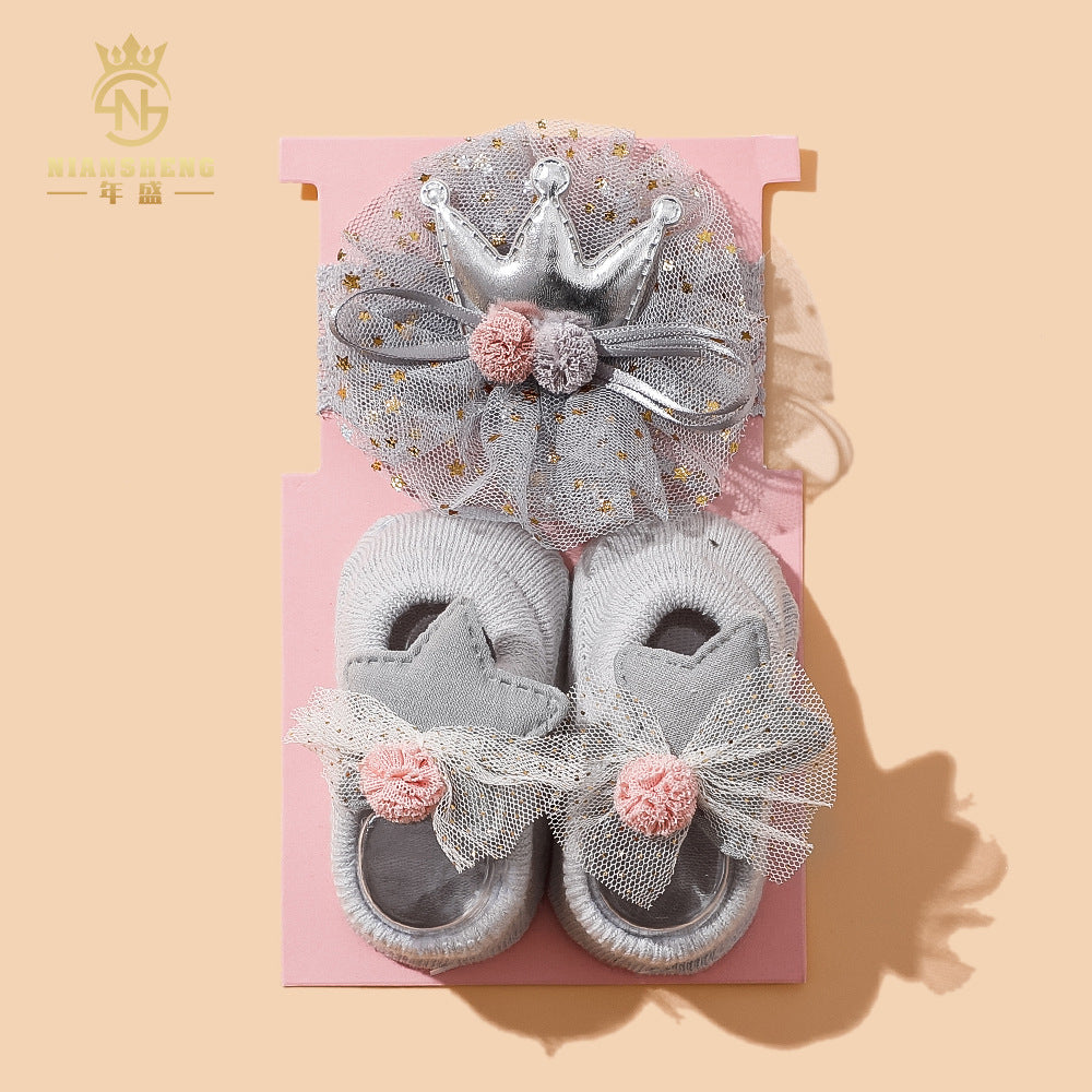 (Buy 1 get 1 at 50% off) Cute Headband Set Princess Flower Tiara with Socks