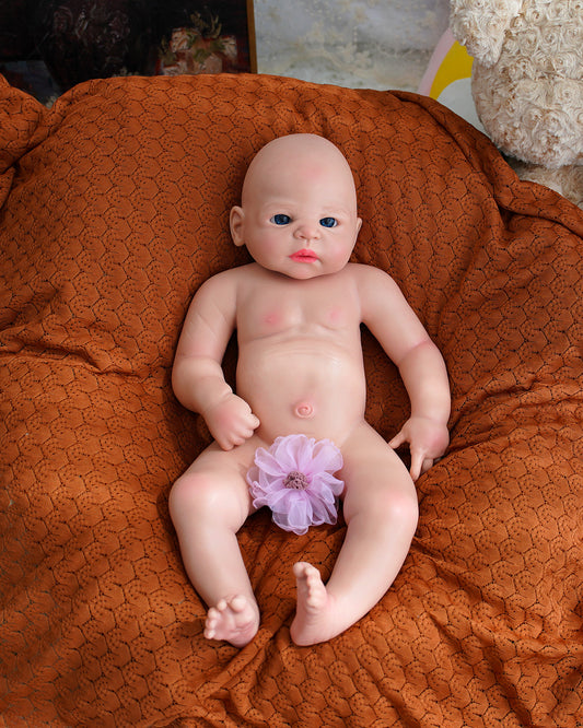 Celine - 22" Full Silicone Reborn Baby Dolls Shining Blue Eyes Newborn Girl with Elastic and Supple Body