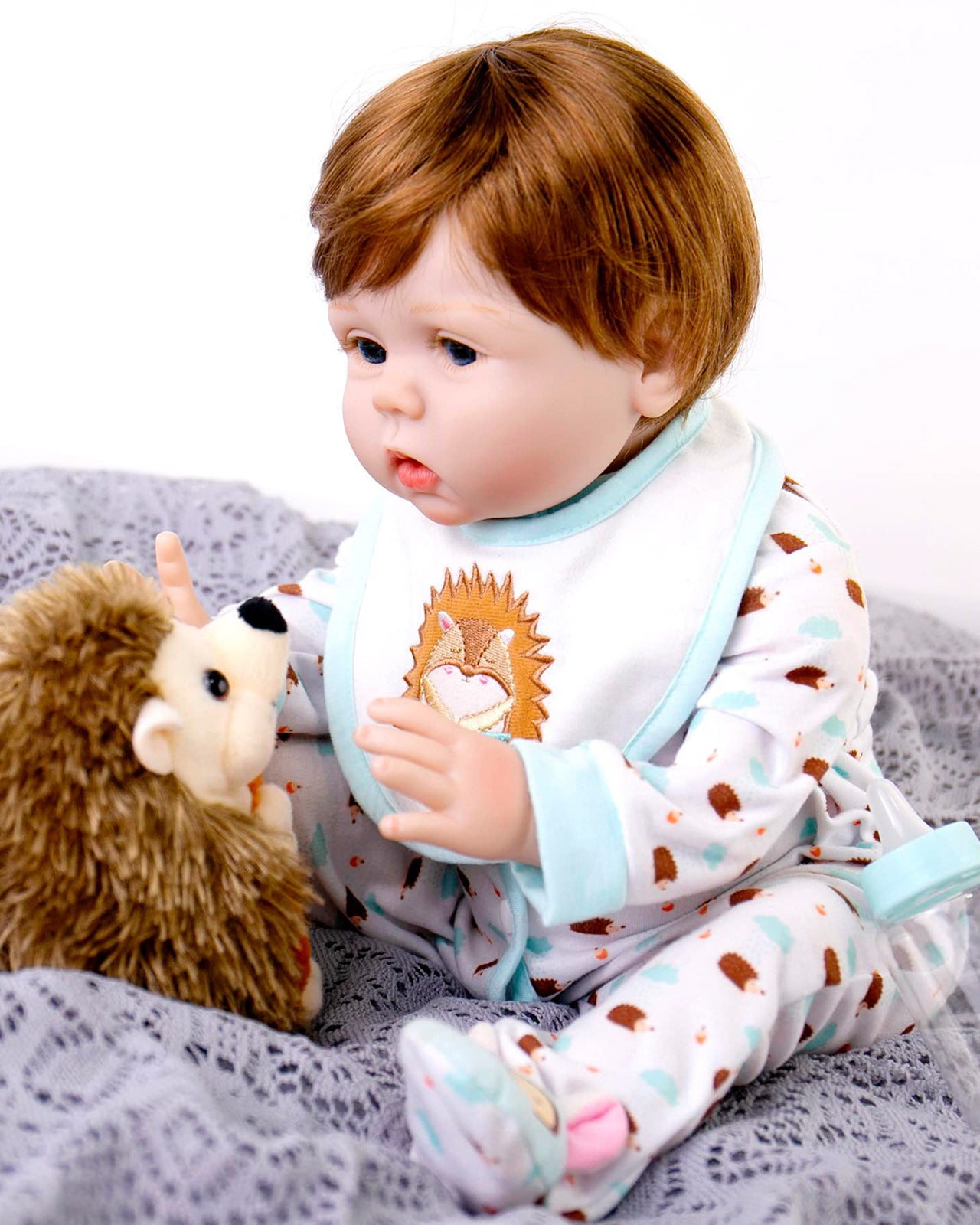 Rouka - 22" Reborn Baby Dolls Lifelike Awake Toddlers Girl with Weighted Cloth Body