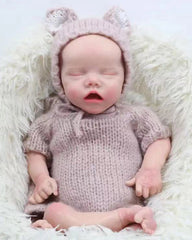 Cecily - 18" Full Silicone Reborn Baby Dolls Flexible Awake Newborn Girl with Soft Touch Full Silicone Body
