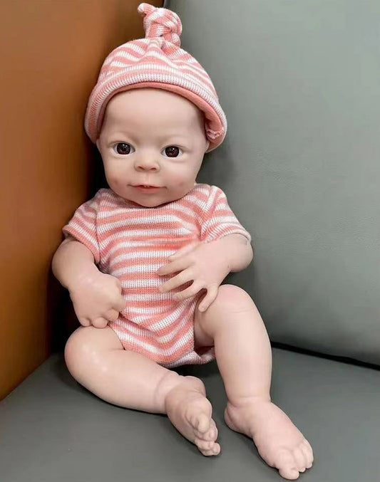 Hank - 13" Solid Platinum Liquid Full Silicone Reborn Baby Boy Doll with Extremely Flexible Body