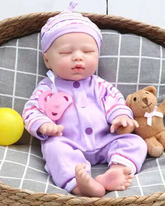 Uerica - 13" Full Silicone Reborn Baby Dolls Cute Sleeping Premature Girl with Soft Touch