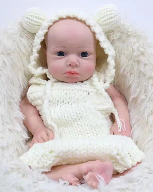 Frederica - 18" Solid Platinum Silicone Reborn Baby Dolls Sleeping Cute Newborn Girl with 3D Skin Veins Visible