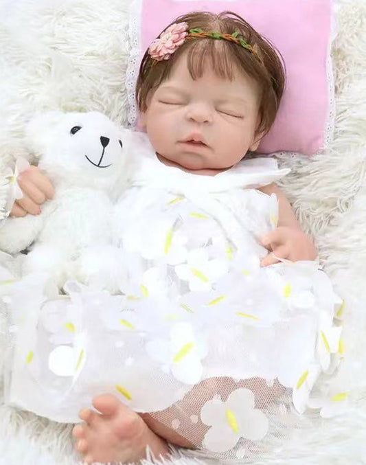 Laura - 22" Full Silicone Reborn Baby Dolls Lifelike Weighted Toddler Girl With Soft Touch Cuddly Body