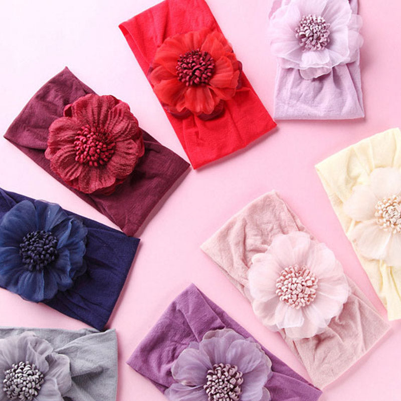 (Buy 1 get 1 at 50% off) Baby Girl Nylon Headbands Infant Flower Elastic For Reborn Baby Dolls