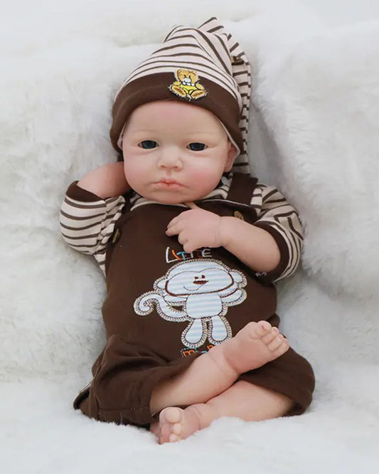 Grayson - 18" Full Silicone Reborn Baby Dolls Cute Awake Newborn Boy with Washable Weighted Body