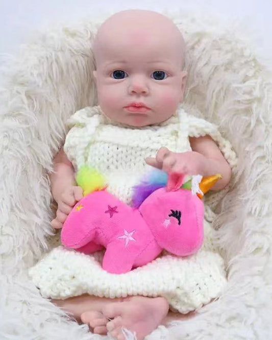 Frederica - 18" Solid Platinum Silicone Reborn Baby Dolls Sleeping Cute Newborn Girl with 3D Skin Veins Visible