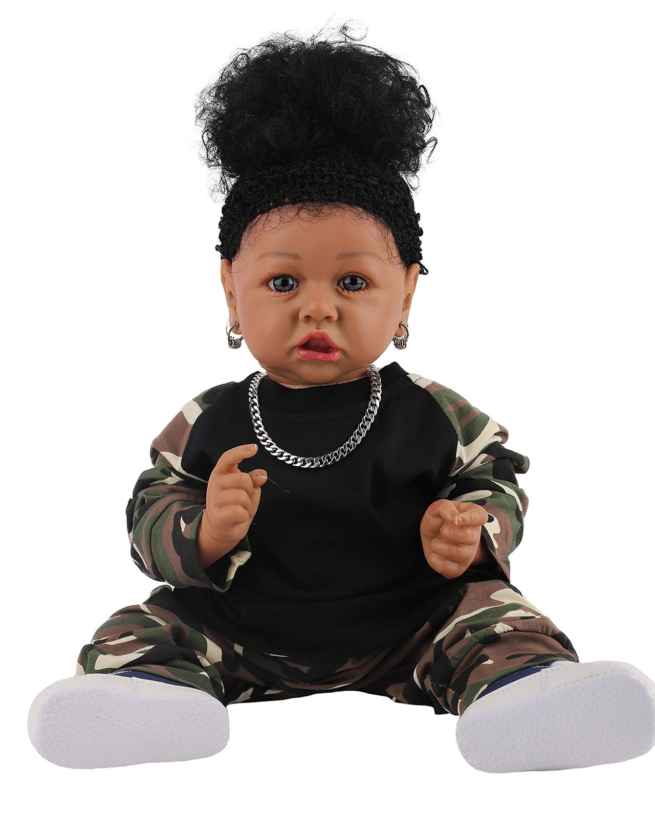 Presley - 20" Reborn Baby Dolls African American Newborn Black Girl with Washable Full Silicone Vinyl Body