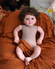Daisy - 24" Reborn Baby Dolls Cute Chubby Toddlers Girl with Big Brown Eyes and Rooted Hair