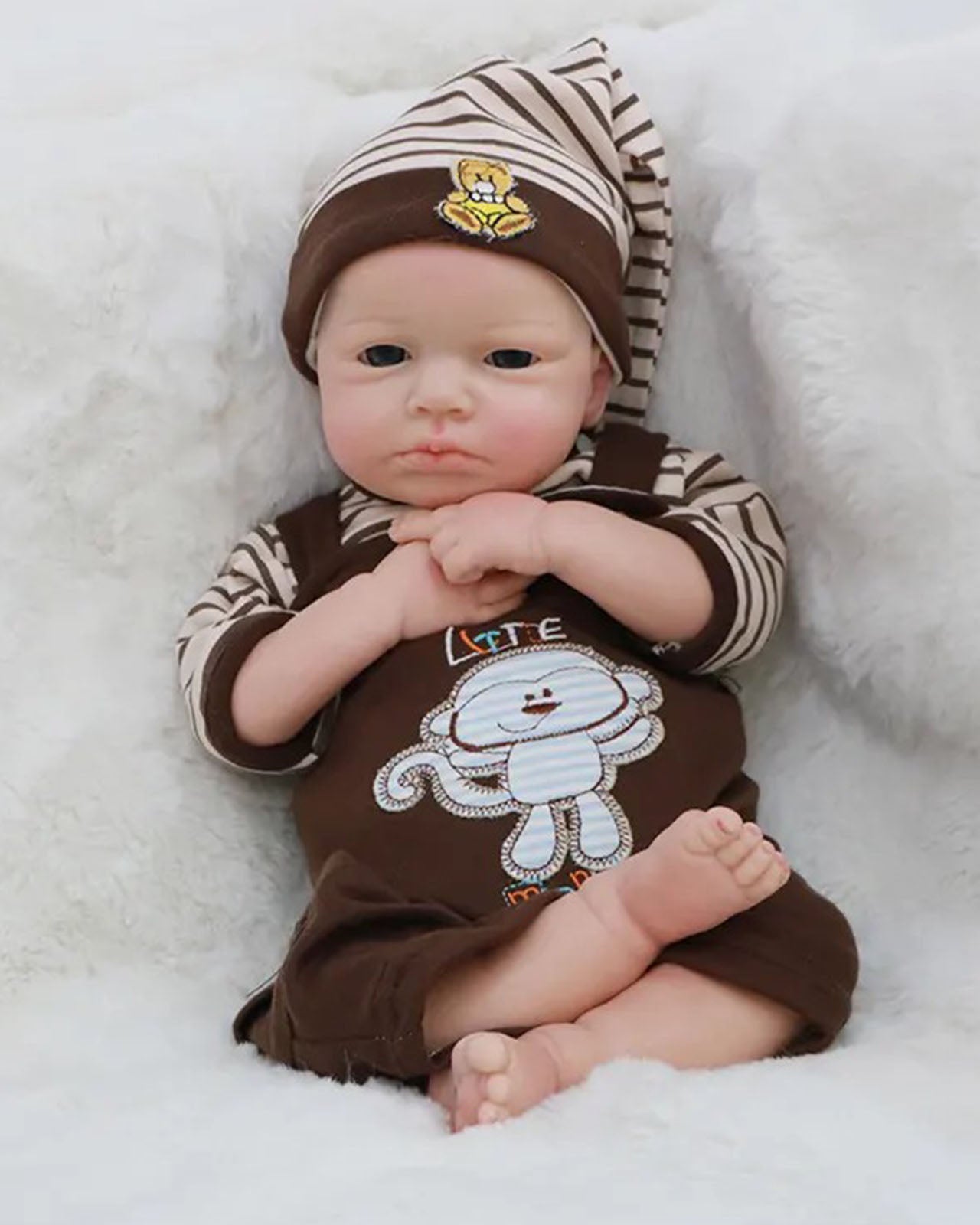 Grayson - 18" Full Silicone Reborn Baby Dolls Cute Awake Newborn Boy with Washable Weighted Body