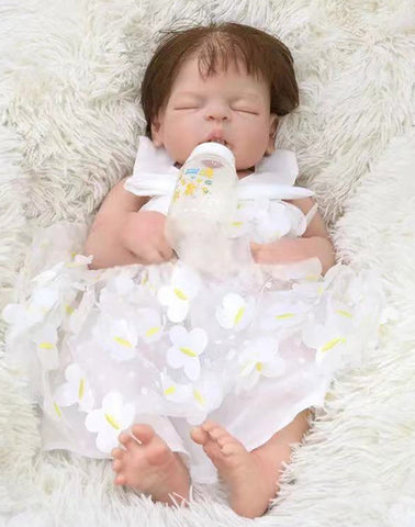 Laura - 22" Full Silicone Reborn Baby Dolls Lifelike Weighted Toddler Girl With Soft Touch Cuddly Body