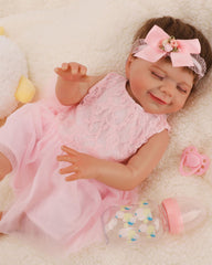 Amy - 18" Reborn Baby Dolls Realistic Sleeping Smiling Newborn Girl with Soft Silicone Vinyl Full Body