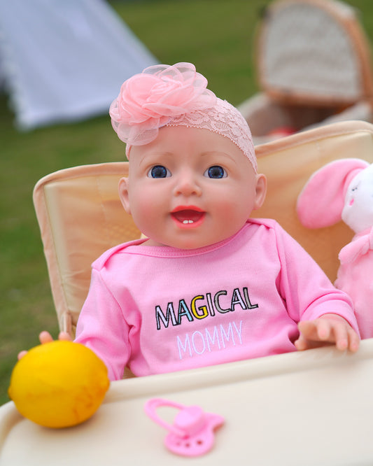 Kara - 18" Full Silicone Reborn Baby Dolls Toothy Grin Bouncy Newborn Girl with Chubby And Pliable Little Hands