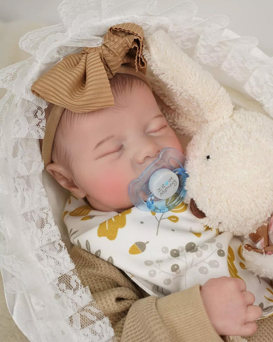 Simuni - 17" Reborn Asleep Baby Boy Real Lifelike Silicone Vinyl Body Reborn Doll