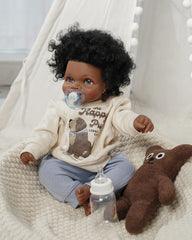 Asuman - Black Reborn Baby Dolls - 20 Inch African American Realistic Reborn Boy, Lifelike Newborn Doll That Look Real Weighted Soft Body