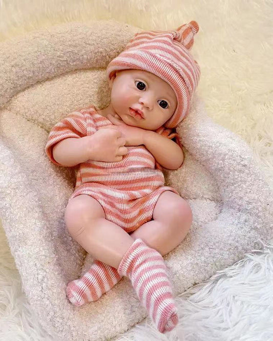 Napoleon - 13" Full Silicone Reborn Baby Dolls Cute Awake Premature Boy with Big Eyes