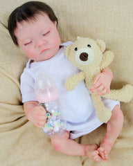 Levi - 17" Reborn Baby Dolls Angelic Sleeping Newborn Boy with Moist and Soft Baby Lips