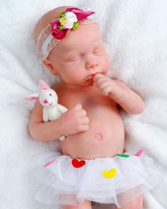 Yuri - 18" Solid Platinum Silicone Reborn Baby Dolls Soft chubby Newborn Girl with Handmade Lifelike Painted