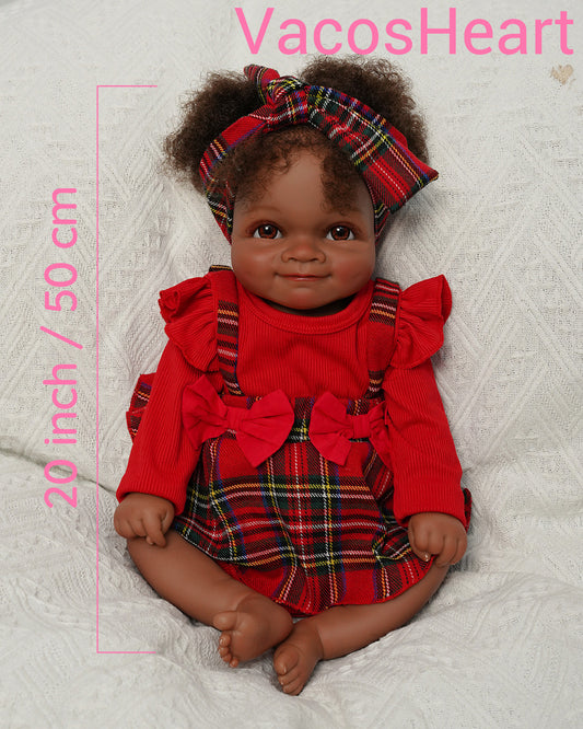 VacosHeart - 20" Reborn Baby Dolls Black with Lifelike Soft Body African American Realistic-Newborn Girl