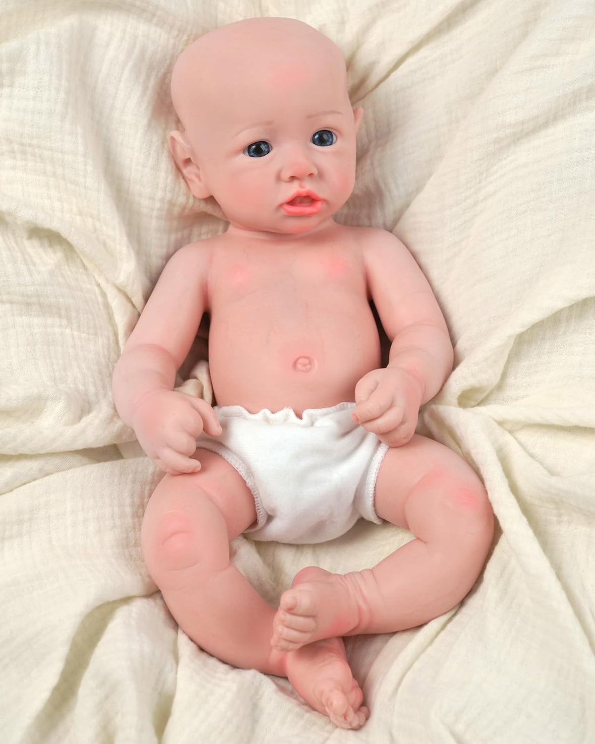 Trista - 16" Solid Platinum Silicone Reborn Baby Dolls Cute Realistic Newborn Girl with Big Blue Eyes