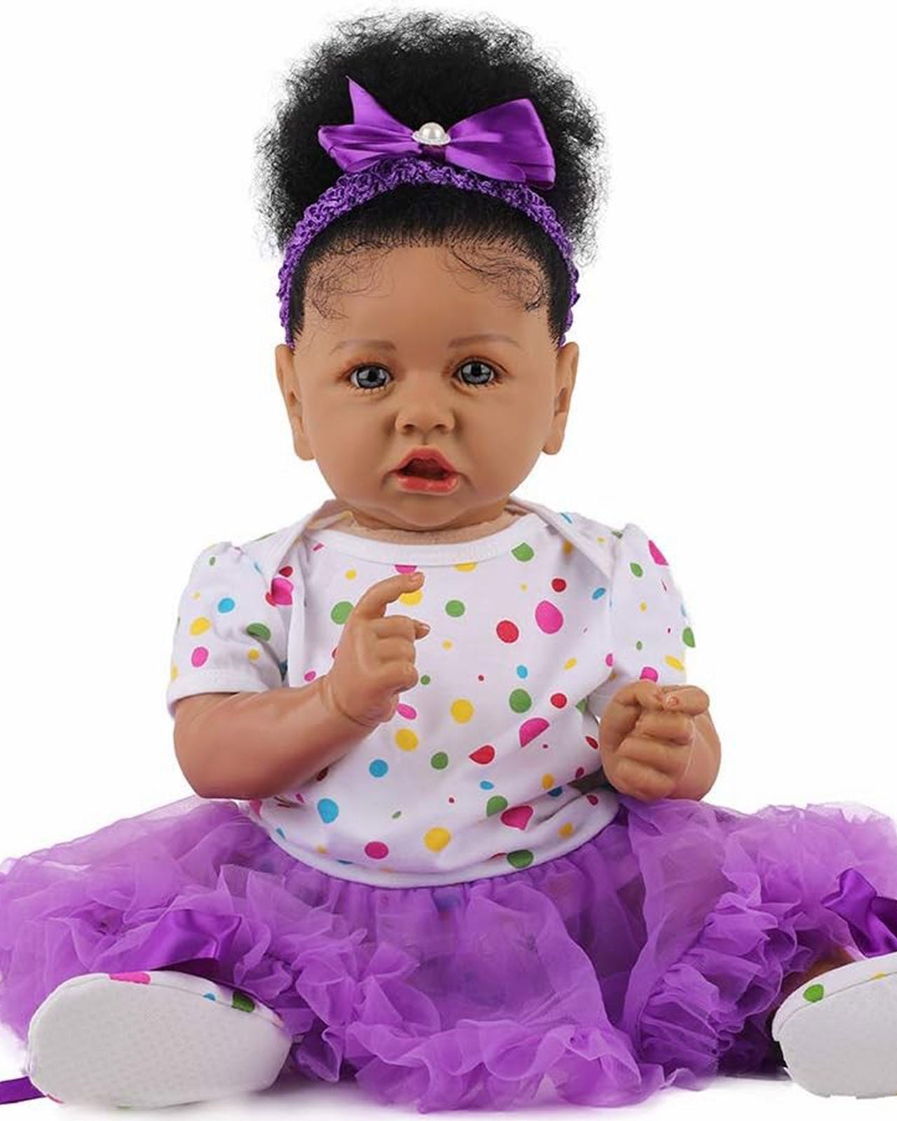 Aria - 20" Reborn Baby Dolls Lifelike African American Newborn Girl Best Birthday Gift Set
