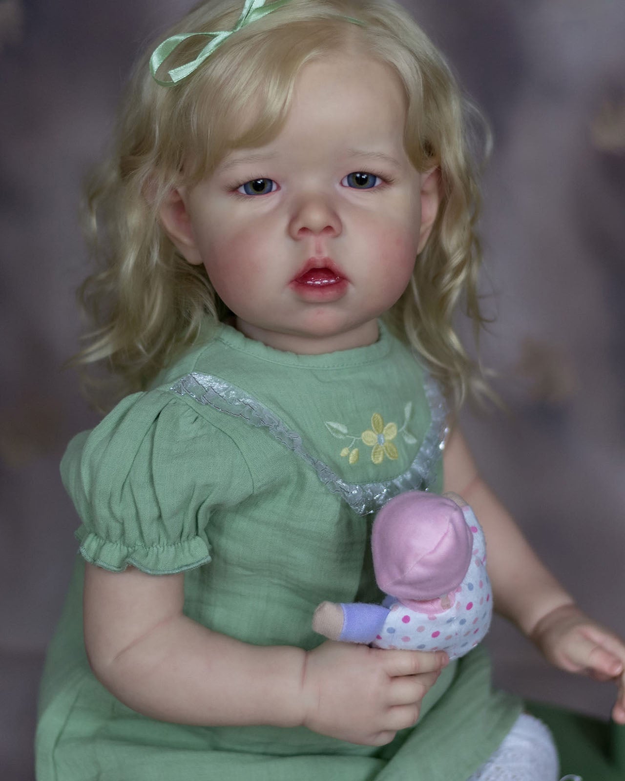 Liam - 30" Reborn Baby Dolls Curly Blonde Hair Toddlers Girl With Silicone Vinyl Material Soft Cloth Body