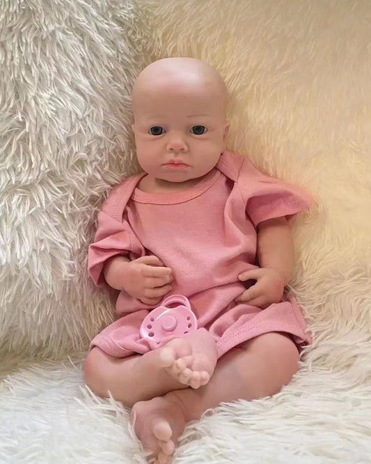 Connie - 18" Solid Platinum Silicone Reborn Baby Dolls Newborn Girl Handmade Realistic Washable Body