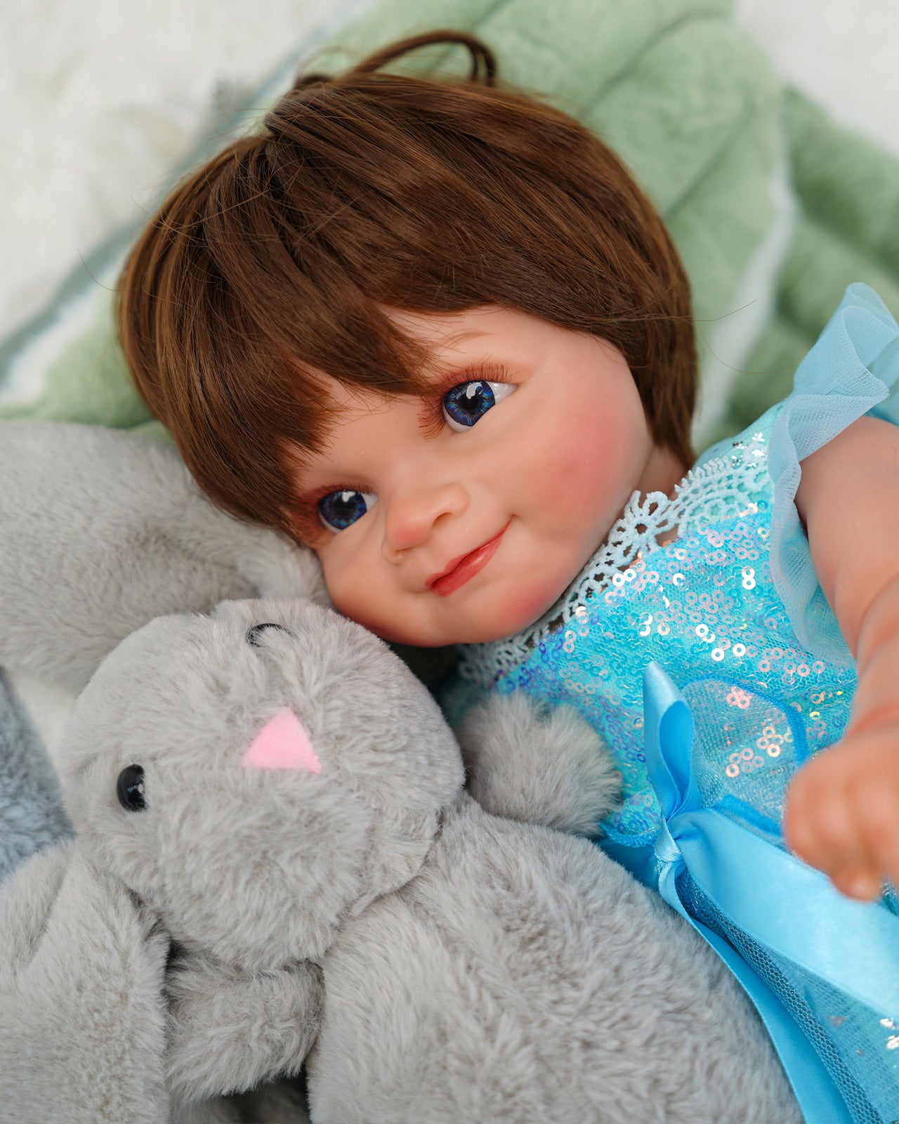 Quinbee - 20" Reborn Baby Dolls Awake Think Hair Newborn Girl - Vacos Designed