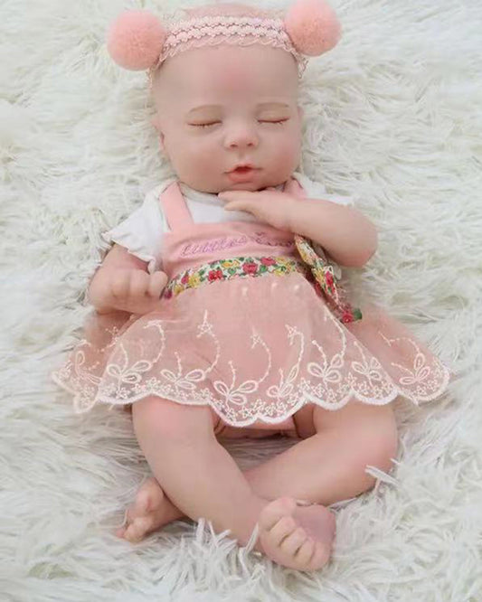 Peggie - 13" Full Silicone Reborn Baby Dolls Cute Sleeping Platinum Silicone Premature Girl