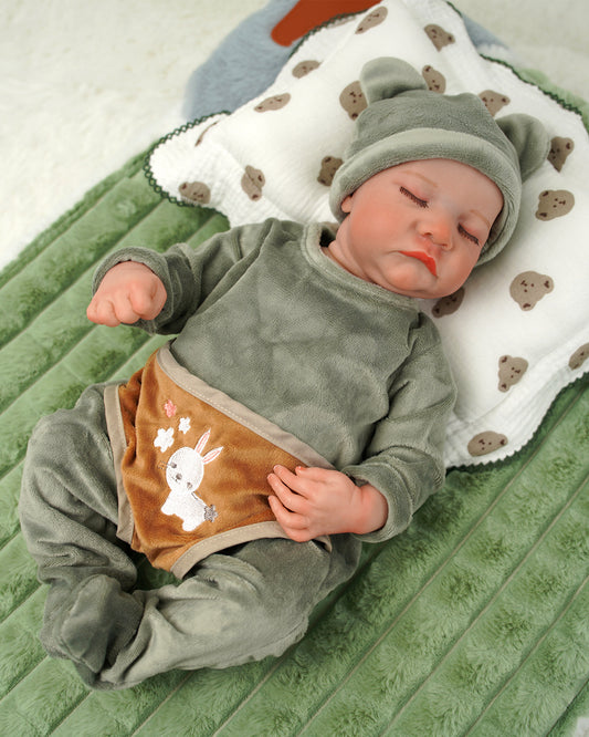 Levi - 17" Reborn Baby Dolls Angelic Sleeping Newborn Boy with Moist and Soft Baby Lips