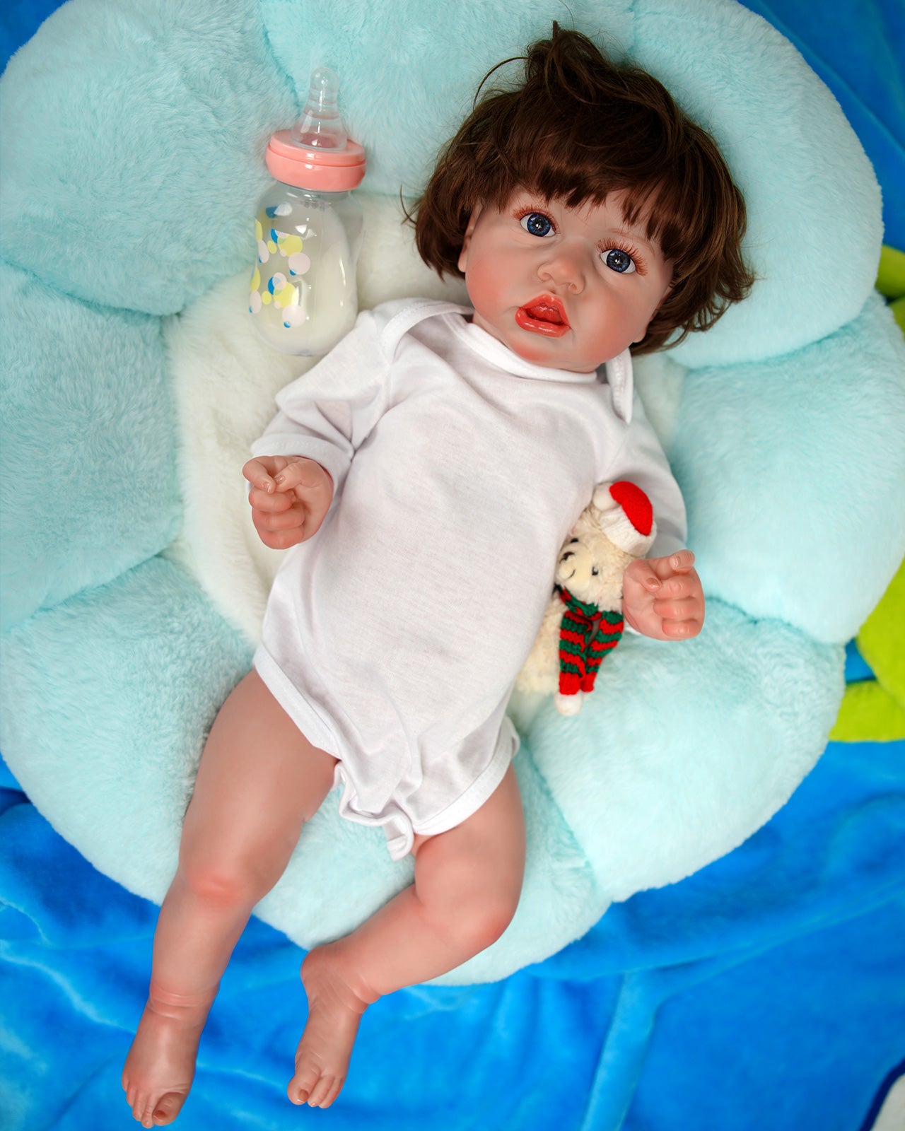 Saskia - 22" Reborn Baby Dolls Fluffy Soft Hand-rooted Hair Cute Toddlers Girl with Cute Pouty Mouth