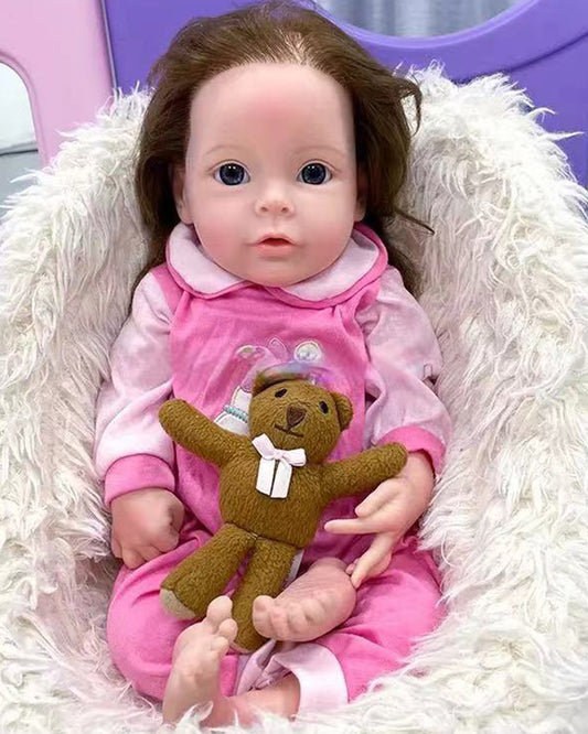 Riva - 18" Full Silicone Reborn Baby Dolls Flexible Sleeping Newborn Girl With Chubby and Pliable Little Hands