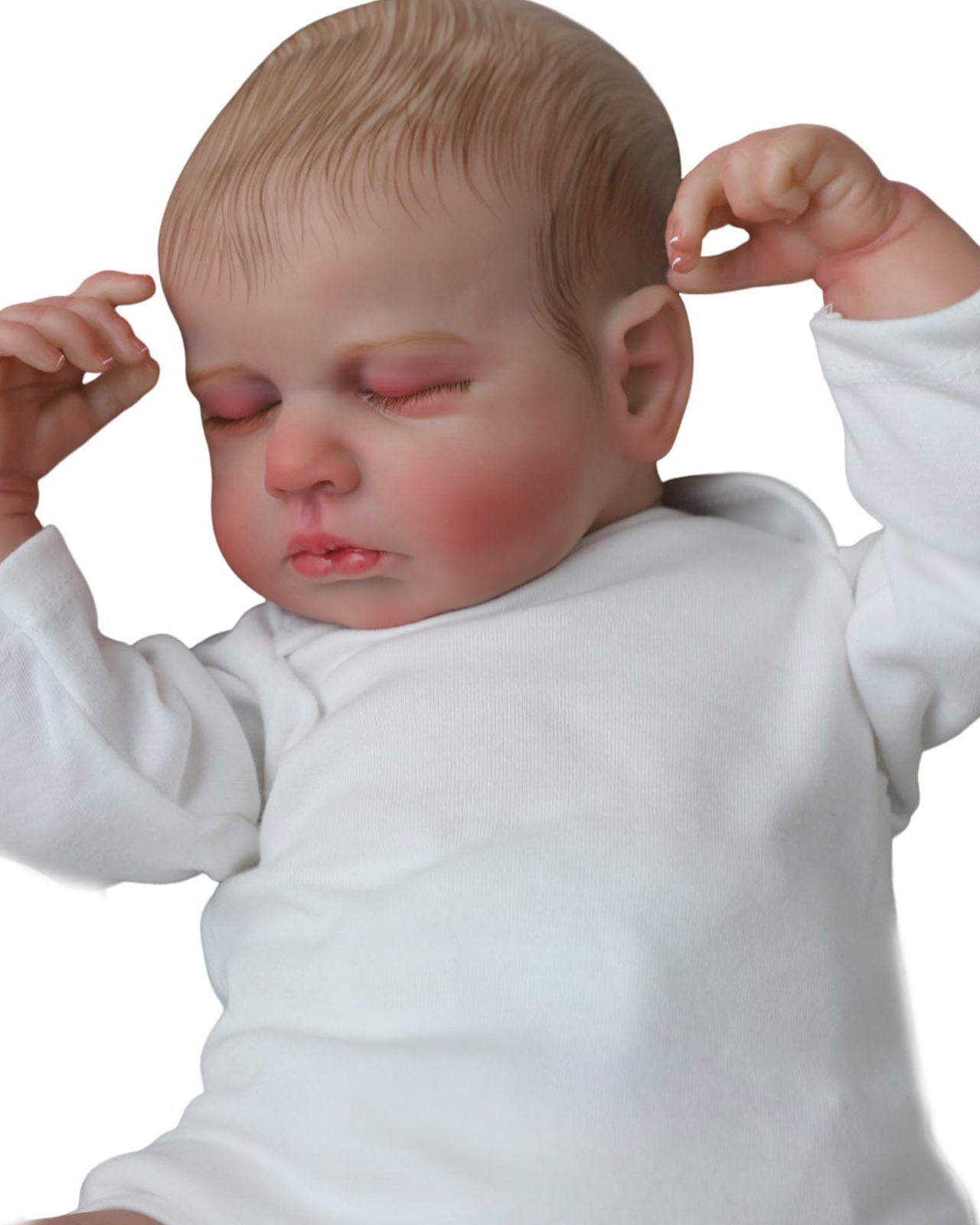 Allen - 20" Reborn Baby Dolls Serious Newborn Chubby Boy with Soft Cloth Body, Handmade Vinyl&Real Life Features