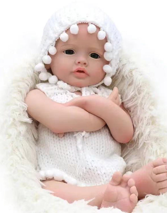 Fannie - 22" Full Silicone Reborn Baby Doll Realistic Toddler Girl Looking Life-Like