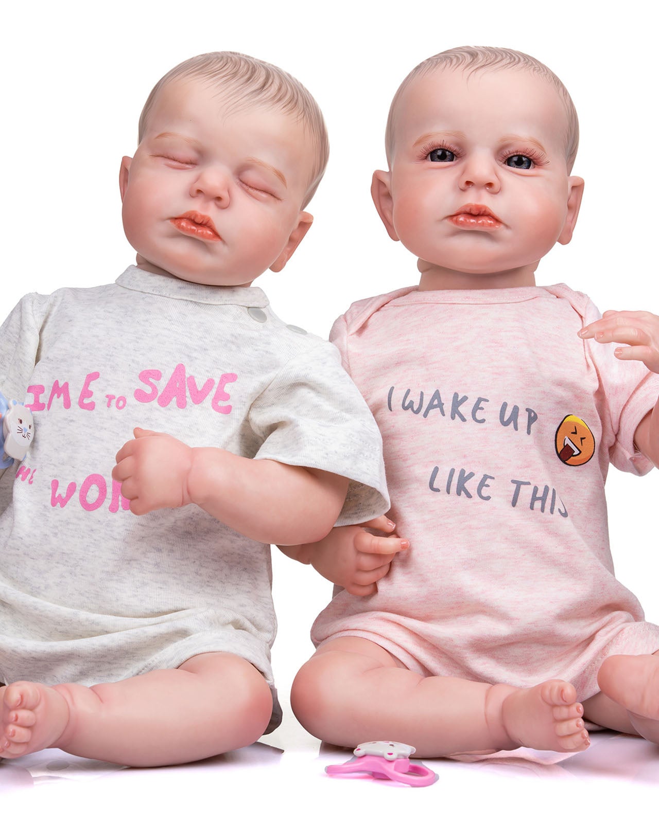 LouLou - 20" Reborn Baby Doll Newborn Twins Girls With Real Lifelike Soft Weighted Cloth Body